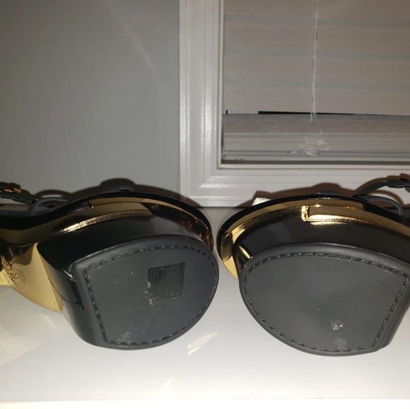 Like New Versace Gold & Black Platforms - Picture 5 of 6